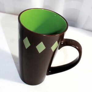 Century Stoneware Tall Coffee Mug, Brown & Green